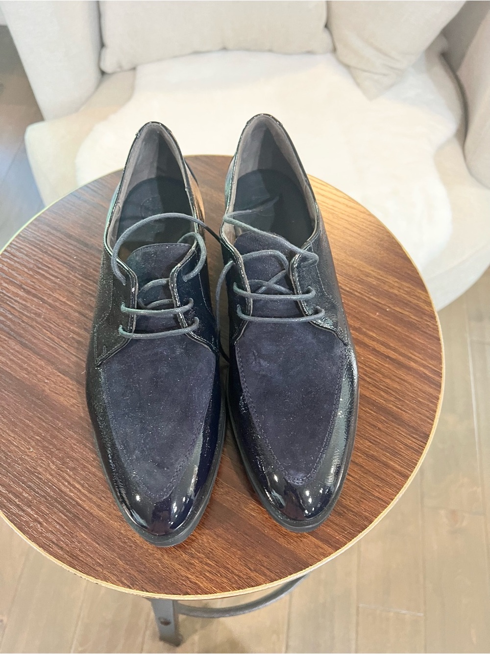 Paul Green Black Patent Suede Oxford Lace Up Shoes Size 9.